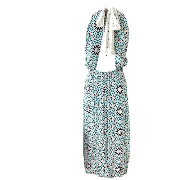 TOPSHOP Geo Moorish Moroccan Tile Tie Neck Halter Midi Dress size 6 - Picture 13 of 16
